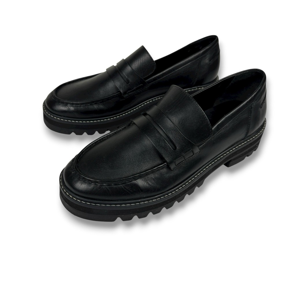 Aster Lug Sole Penny Loafers Womens Size 11 Black Leather Chunky Academia Y2K - Picture 5 of 11